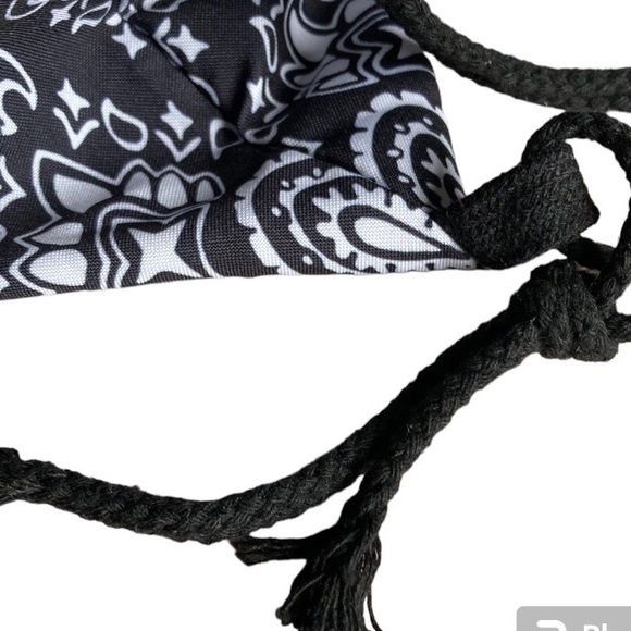Paisley Black & White  Drawstring Backpack Workout Gym Sport Bag DrawString  New - Picture 8 of 14